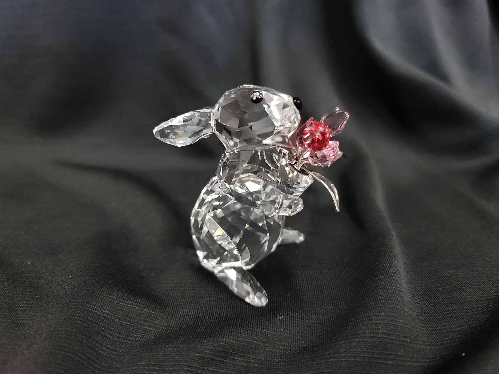 Swarovski Crystal Rabbit With Tulips Flowers Figurine Etsy