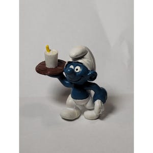 The Smurfs Waiter Server Smurf Schleich Vintage Peyo 2&quot;
