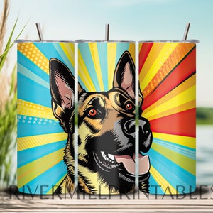 German Shepherd Dog Tumbler Wrap PNG 20 oz Skinny Tumbler Design Sublimation Digital Download PNG Wrap Template Background