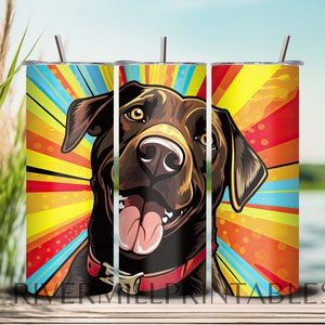 Chocolate Lab Labrador Retriever Dog Tumbler Wrap PNG 20 oz Skinny Tumbler Design Sublimation Digital Download PNG Wrap Template Background