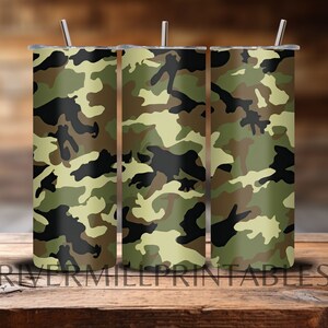 Green Black Camouflage Tumbler Wrap PNG 20 oz Skinny Tumbler Design Sublimation Digital Download PNG Wrap Template Background