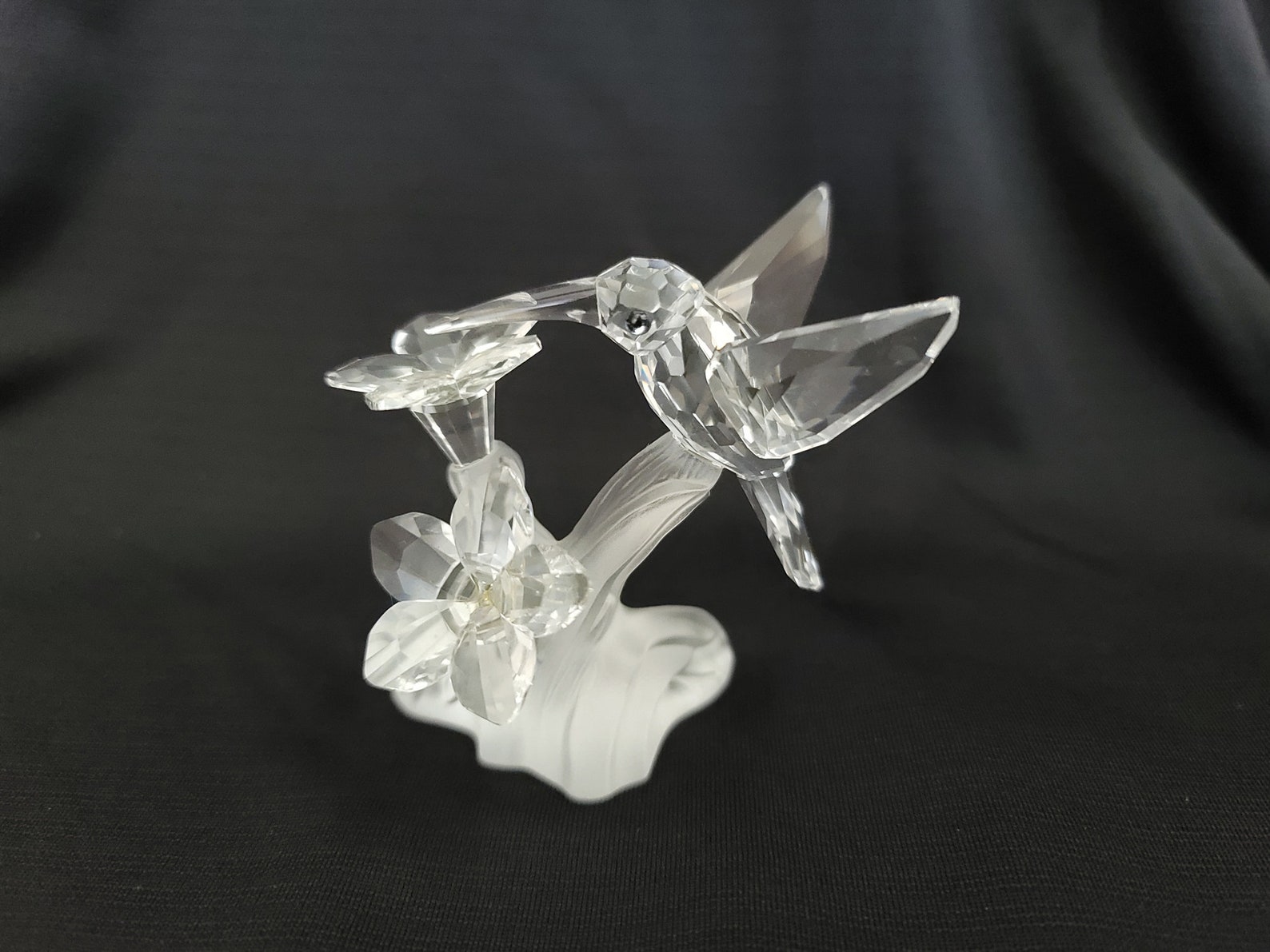 Swarovski Crystal Hummingbird On Branch With Flowers Figurine Etsy