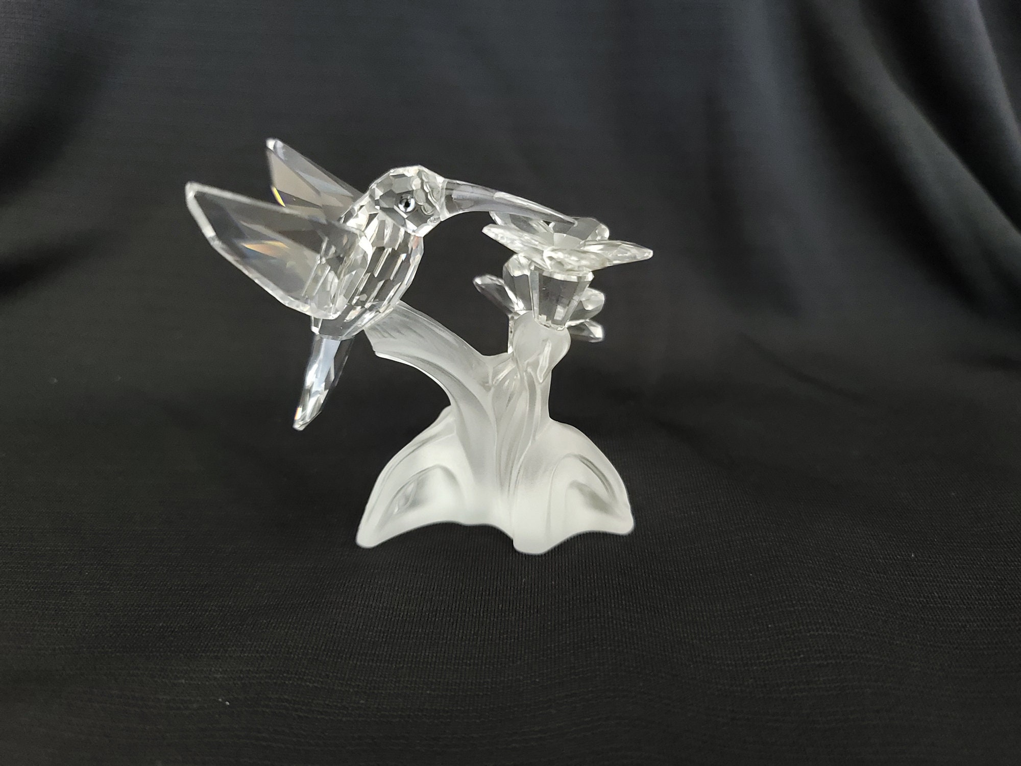 Swarovski Crystal Hummingbird On Branch With Flowers Figurine Etsy