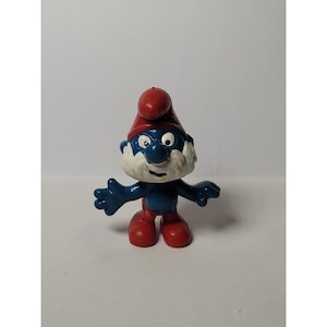 Vintage 1980 Schleich Smurfs Papa Smurf 2&quot; Figure Peyo Hong Kong