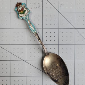 1907 Toronto Ontario Canada Sterling Silver Souvenir Spoon - Enamel Handle 5.5&quot;