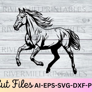 Cheval de course SVG EPS fichier coupé PNG imprimable