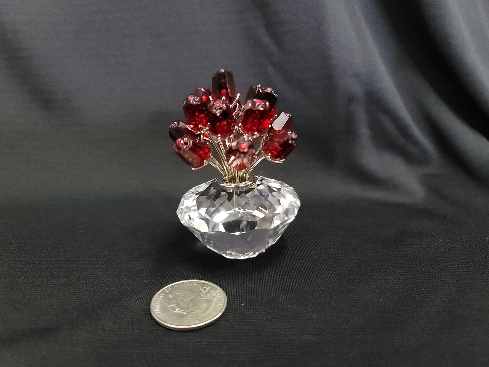 Swarovski Crystal Vase Of Red Roses Figurine Etsy