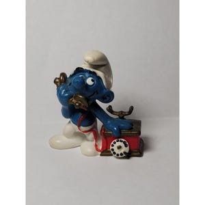 Smurfs 20062 Telephone Phone Smurf Vtg Figure Schleich Peyo PVC Figurine 1980