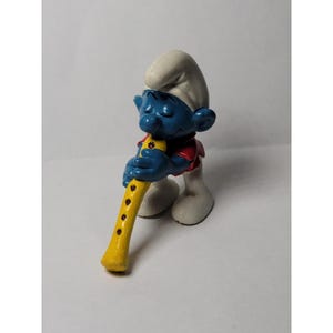 Smurfs Flautist Smurf 20048 Flute Music Vintage 1978 Figure Toy Schleich Peyo