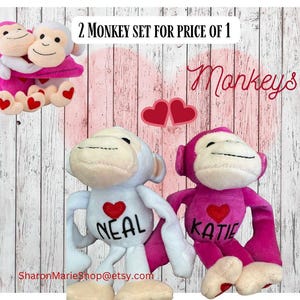Huggable Personalized MONKEYS-Couples Cuddle Monkey —Set of two