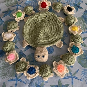 The ORIGINAL Turtle Memory Game-Pattern by SharonMarieShop -Pattern Only-Turtle Memory Game-Crochet English-PDF- Mama& Baby Turtles