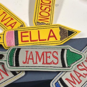 Backpack name tag luggage personalized custom child crayon pencil