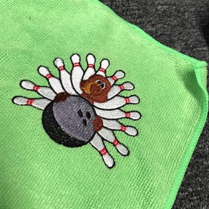 Microfiber Bowling Ball Cloth, custom bowling towel, personalized bowling towel, turkey bowling towel, bowling score towel, gift for bowler