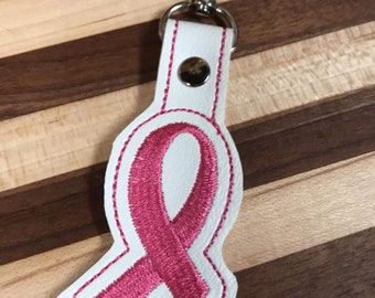 Breast Cancer Awareness Keychain snap tab fob