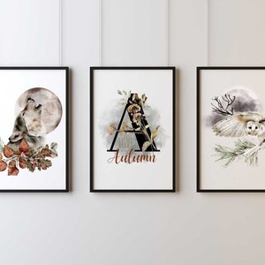 Juego de 3 carteles de otoño | Descarga digital | Cuadros murales para imprimir tú mismo | imprimible | Mural