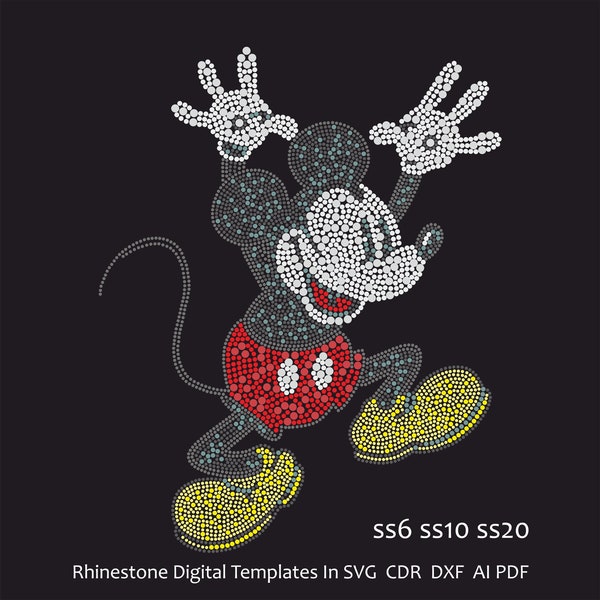 Mickey Mouse Wonderful Rhinestone Cut Template 8.03 Mb - 4 colors 9 molds - Svg Cdr Eps Dxf