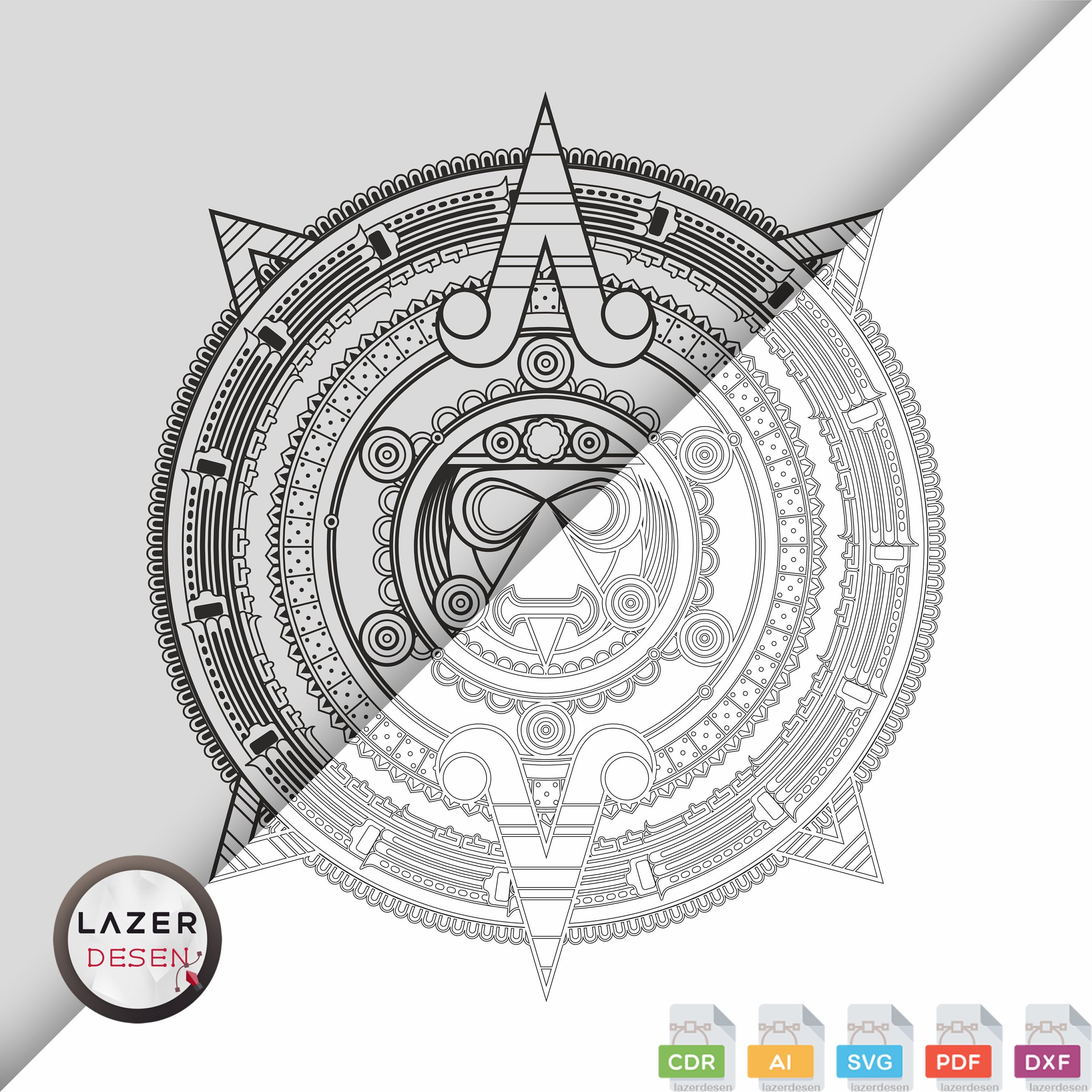 Aztec Calendar Engraved Pattern Aztec Calendar 24. Model: Wood Engraving Coasters Digital File - Etsy