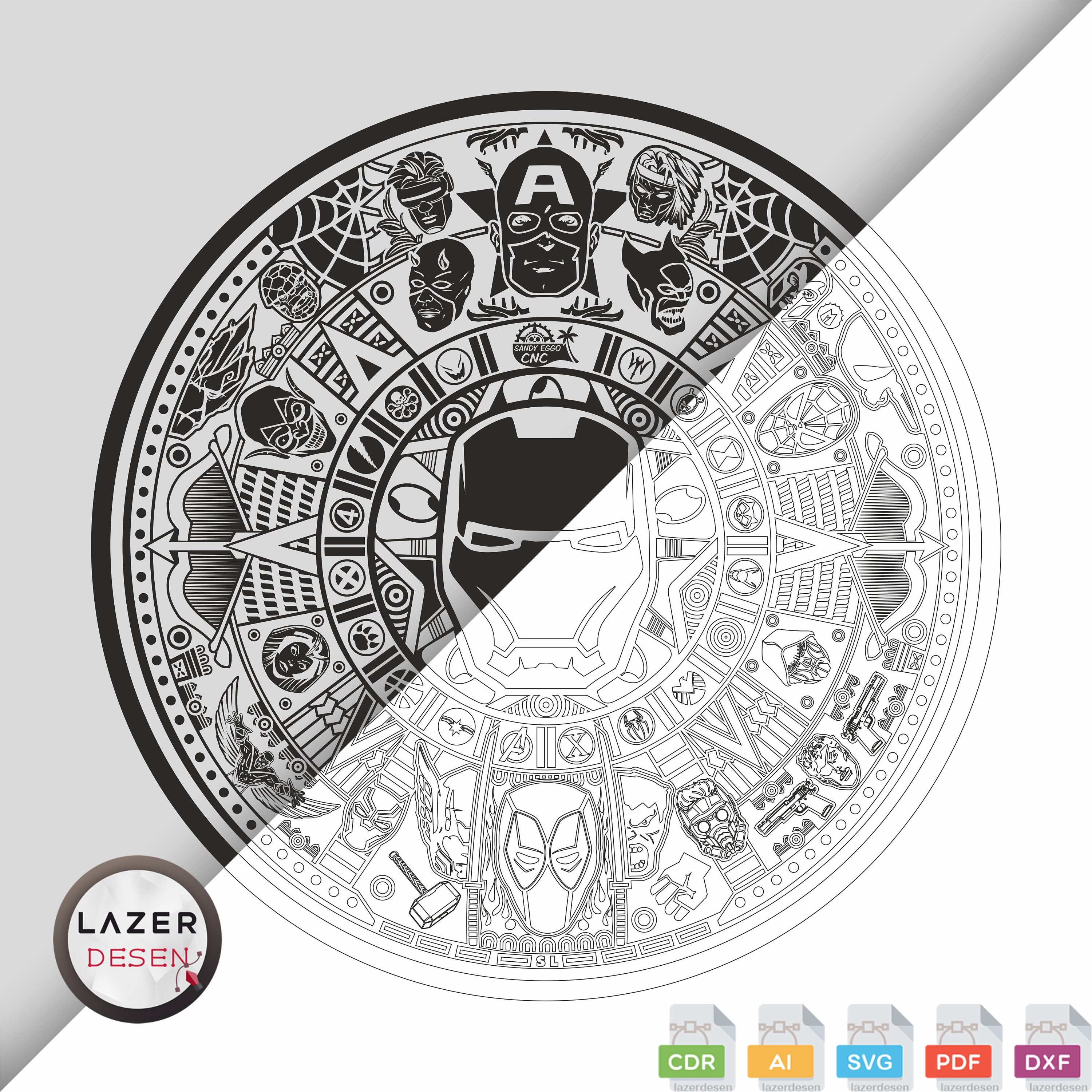 Wooden Iron Man Aztec Calendar: Wood Engraving Coasters Digital File - Etsy