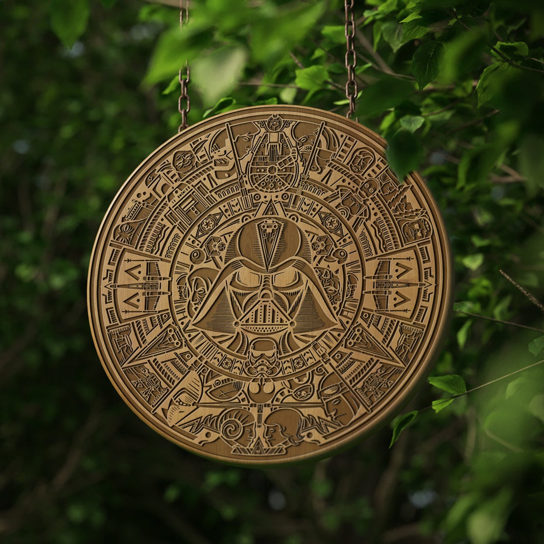 Wooden Darth Vader Aztec Calendar Personalizable Digital File With