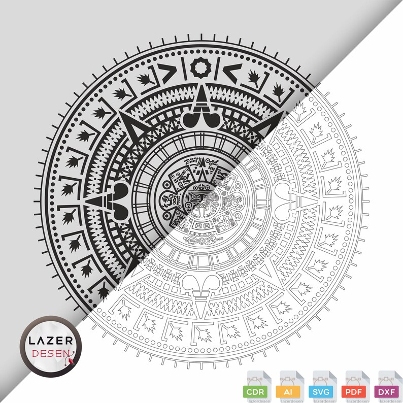 Aztec Calendar Engraved Pattern Aztec Calendar 28. Model: Wood Engraving Coasters Digital File - Etsy