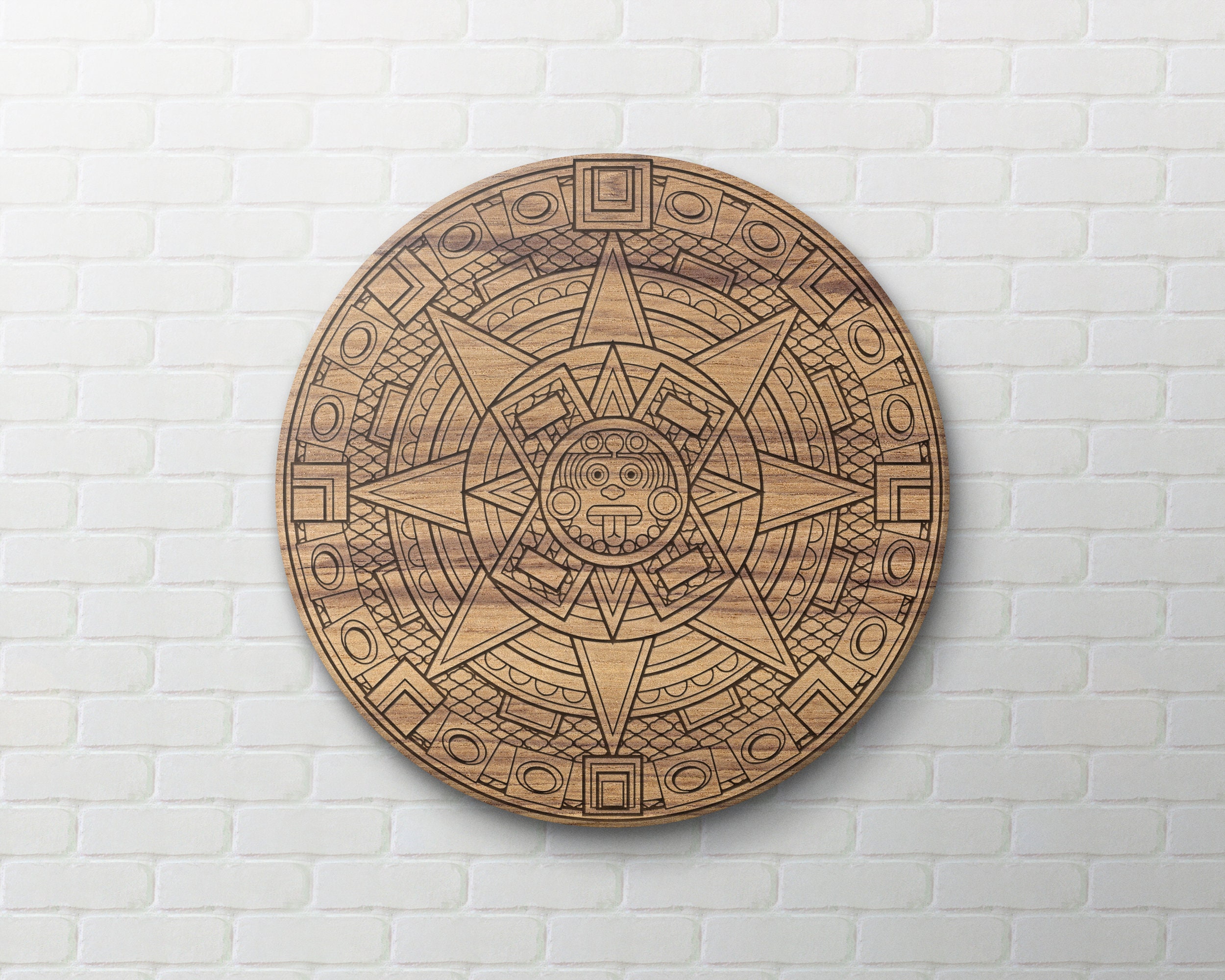 33 Pcs of Wood Laser Engraved Aztec Mayan Calendar Laser File Wood ...