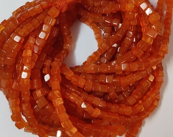 Orange Carnelian Smooth Box Cube Beads Strands   Carnelian Box Bead   Carnelian Cube Bead  Box Bead    Orange Carnelian Box Gemstone Beads