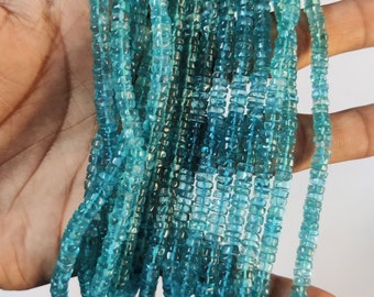 Sky Apatite Smooth Heishi Tyre Shape Gemstone Beads Strands | Sky Blue Apatite Heishi Bead Necklace | Apatite Gemstones Bead | Wheel Shape