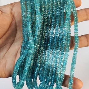 Sky Apatite Smooth Heishi Tyre Shape Gemstone Beads Strands | Sky Blue Apatite Heishi Bead Necklace | Apatite Gemstones Bead | Wheel Shape