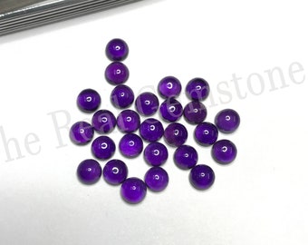 10 piezas de amatista africana de 3 mm cabujón redondo liso/cabujón de amatista, piedra preciosa suelta de amatista púrpura, cabujón redondo calibrado de amatista
