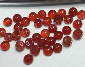 10 pieces 5mm Natural Orange Carnelian Smooth Round Cabochon | Carnelian Calibrated Flat Back Loose Cabochon | Carnelian Gemstone Jewelry