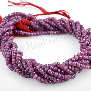 Mystic Red Ruby Corundum Rondelle Faceted Bead Strand l Ruby Corundum Silver Coated Jewelry Making Wholesale Gemstone Bead Strand | Necklace