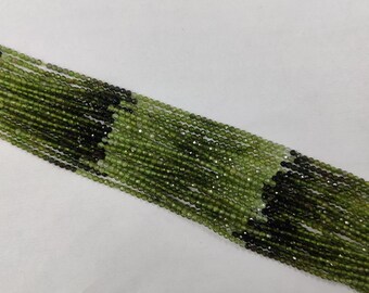 2mm Green Tourmaline Shaded Faceted Rondelle Gemstone Bead Strands | Tiny Green Tourmaline Beads | Tourmaline Gemstone Beads | Tourmaline
