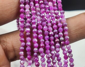 Mystic Red Ruby Silverite Moonstone Faceted Rondelle Gemstone Bead, 3mm Ruby Mystic Moonstone Gemstone Beads Strands, Red Ruby Rondelle Bead