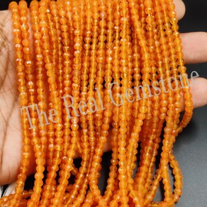 Orange Karneol Facettierte Runde Kugeln Perlenstränge Edelstein | AAA Natur Karneol Wholesale Armband Schmuck für Mädchen
