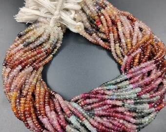 Multi Spinel Faceted Rondelle Bead Strands, Natural Multi Spinel 3.5-4mm Bead,Red Spinel Gemstones Bead,Multi Spinel Rondelle Wholesale Bead