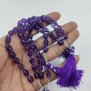 African Amethyst Faceted Teardrop  Briolette Beads - Natural Purple Afriacn Amethyst Center Drill Drops Beads - Briolette Gemstone Jewelry