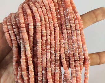 Rhodochrosite Smooth Heishi Tyre Gemstone Bead Strand | Pink Rhodochrosite Heishi Tyre Shape Bead | Red Rhodochrosite Gemstone | Heishi Bead