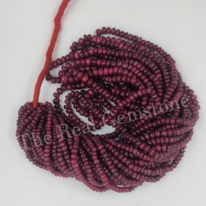Natural Red Ruby Corundum Smooth Rondelle Gemstones Bead Strand | Ruby Sapphire Bead Precious Wholesale Necklace Jewelry | Necklace Gemstone