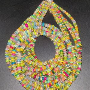 AAA Ethiopian Opal Disco Colors Smooth Rondelle Beads - Multi Opal Plain Rondelle Gemstone Beads - 92.5 Sterling Silver Clasp Necklace Shop