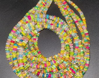 AAA Ethiopian Opal Disco Colors Smooth Rondelle Beads - Multi Opal Plain Rondelle Gemstone Beads - 92.5 Sterling Silver Clasp Necklace Shop