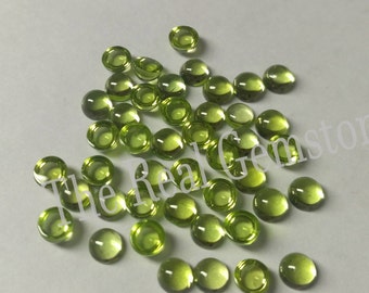 10 Pieces 4mm Green Peridot Smooth Round Cabochon Gemstone | Peridot Flat Back Cabochon |  Jewelry Making Cabochon | Peridot Loose Cabochon