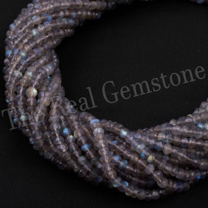Natural Labradorite Stone Rondelle Beads Strand | Gray Labradorite Semi Precious Gemstone Beads | Wholesale Price Labradorite Gemstone Beads