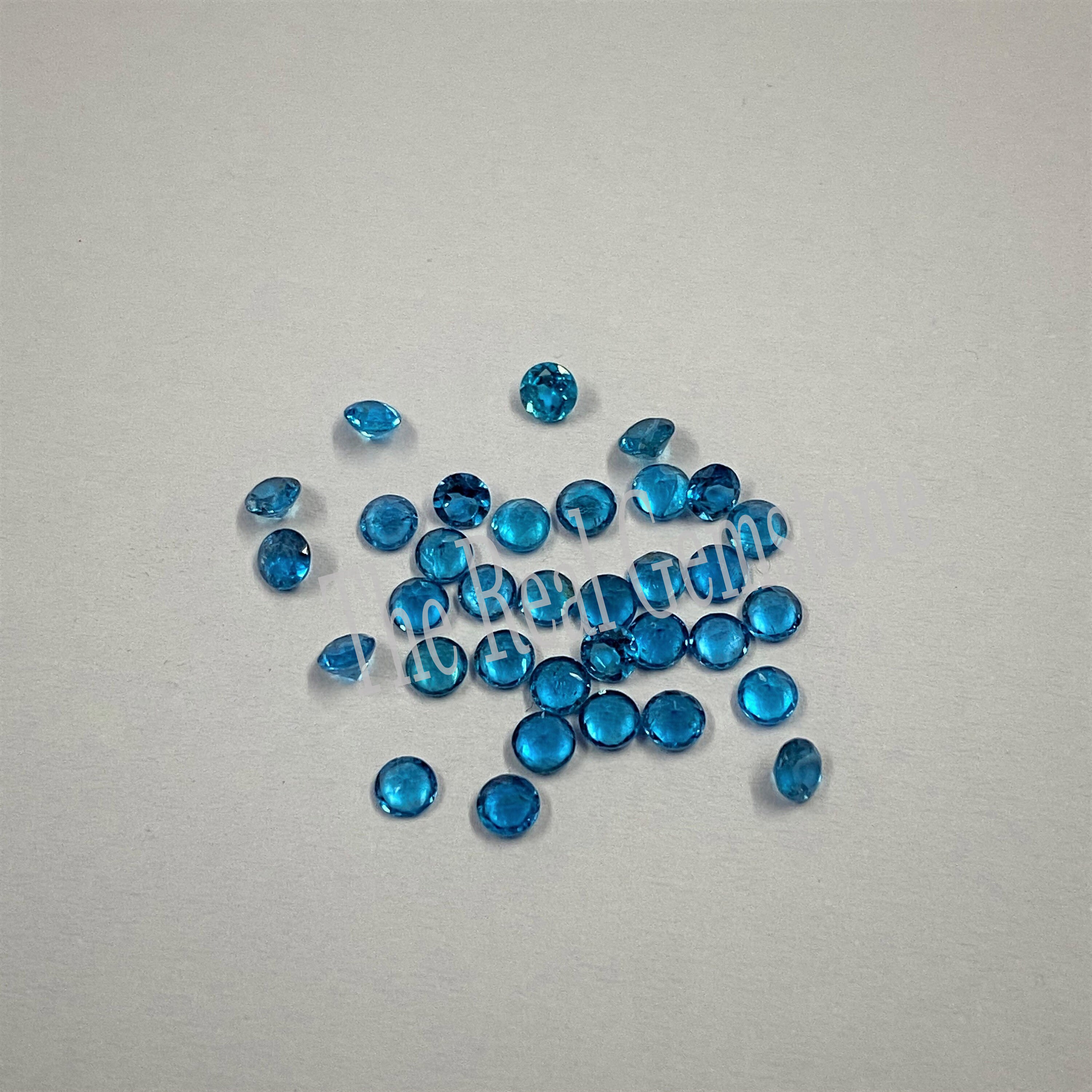 3 mm 天然ネオンブルーアパタイトファセットラウンドカット宝石 | 卸売 