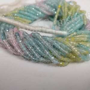 Natural Multi Aquamarine Stone Rondelle Beads Strand | Aquamarine Jewelry Making Gemstone Beads | Wholesale Price Aquamarine Gemstone Beads