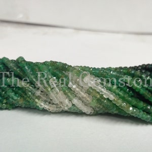 Natural Emerald Shaded Stone Faceted Beads Strand | Wholesale Emerald Graduated Gemstone Beads | Green Emerald Jewelry Making Gemstone Beads