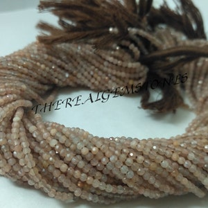 AAA Micro Chocolate Monstone Rondelle Faceted Bead |  Natural Tiny Chocolate Moonstone Jewelry Making Beads | Brown Moonstone Necklace Beads