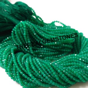Natural Tiny Green Onyx Rondelle Faceted Beads | Micro AAA Green Onyx 2-2.5mm Gemstone Beads | Green Onyx Semi Precious Wholesale Gemstone