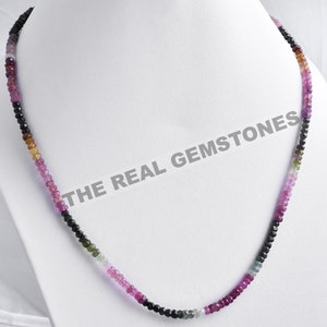 Multi Tourmaline 925 Sterling Silver Lobster Clasp Hook Necklace - Gemstones Beads Necklace - Ready to Wear Silver Jewelry Necklace For Girl
