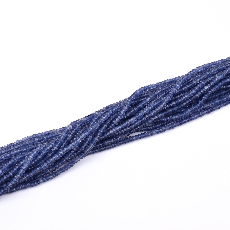 Iolite Blue Beads Wholesale Iolite Gemstones Beads Natural Blue Iolite Faceted Rondelle 3-4MM Beads Strands AAA Iolite Faceted Beads