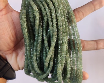 Green Apatite Tyre Smooth Heishi Gemstone Bead Strands - Green Apatite Heishi Washer Plain Jewelry Making Necklace Bead - Gemstones Jewelry
